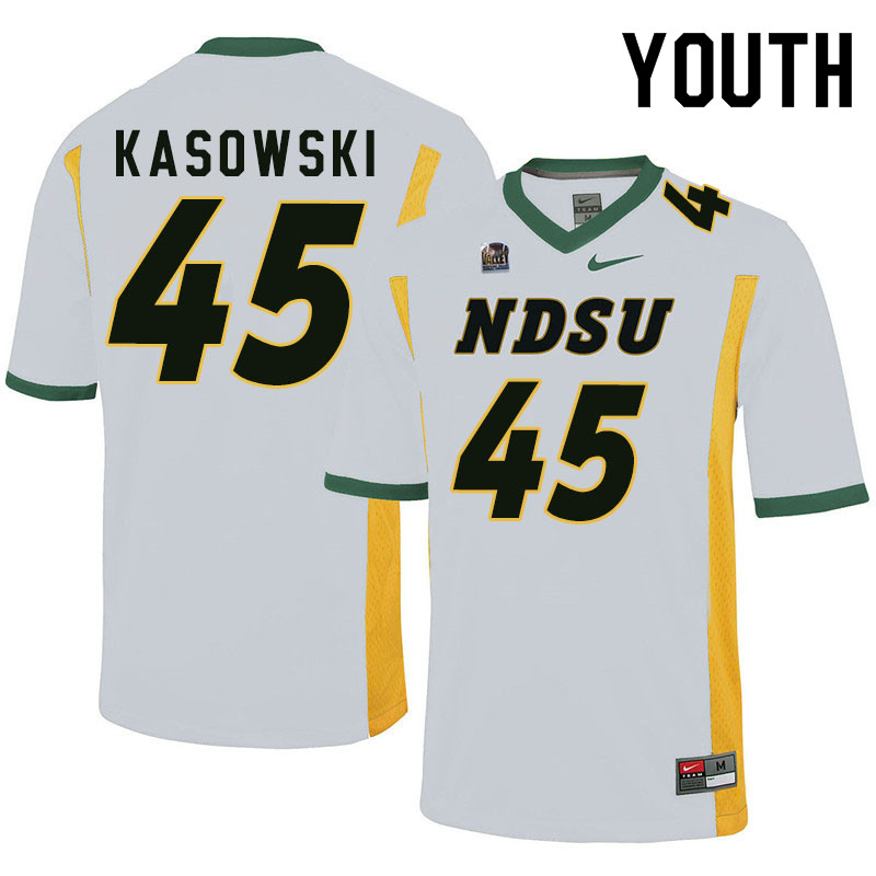 Youth #45 Dustin Kasowski North Dakota State Bison College Football Jerseys Sale-White